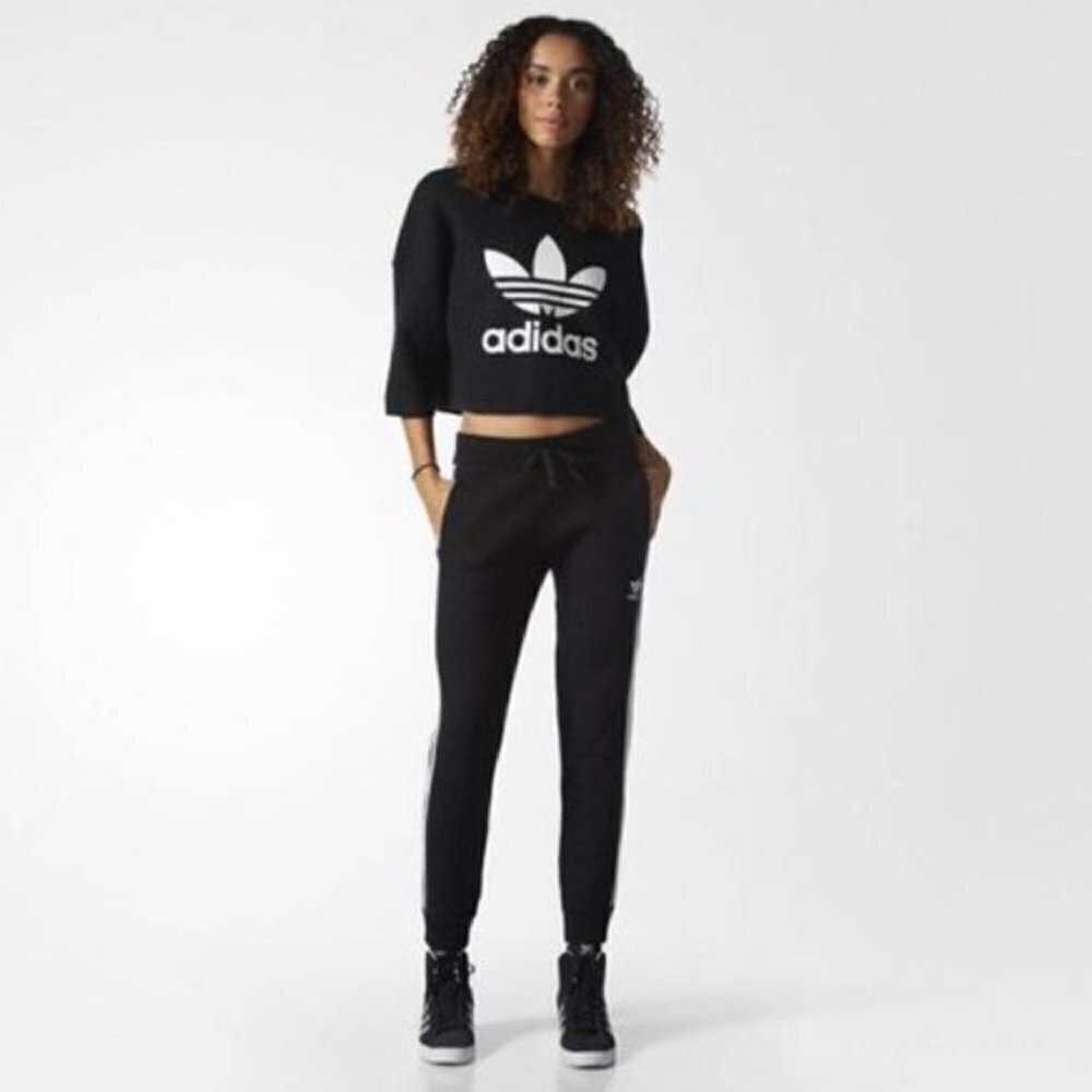 Adidas Logo Spell Out Wool Crop Top Size XS